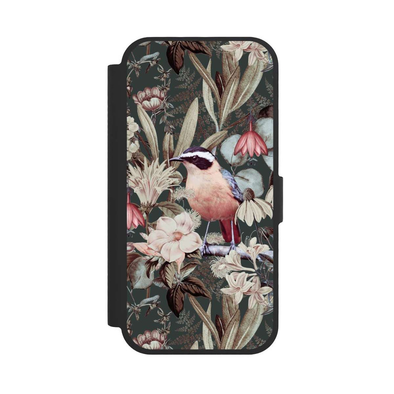 iPhone 17 NIVOflip Orangefarbener Vogel im Vintage Blumenmuster