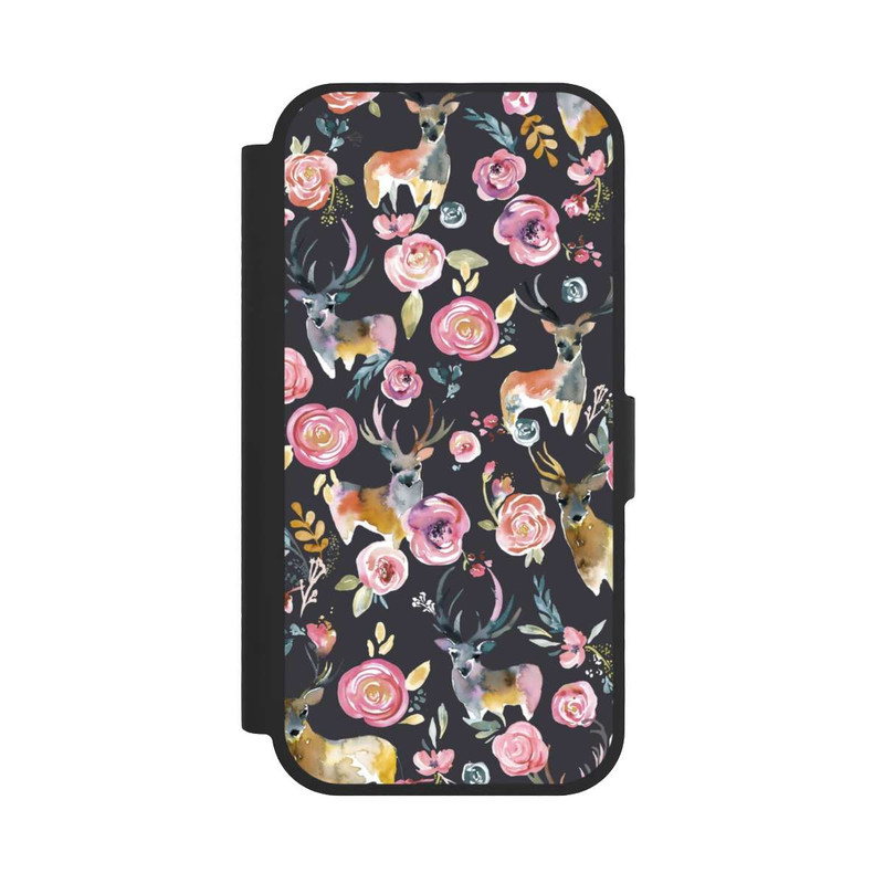 iPhone 17 NIVOflip Cerfs et fleurs Anthracite