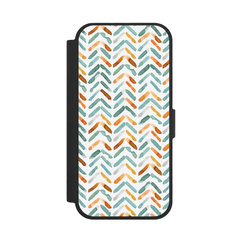 iPhone 17 NIVOflip Elegantes Herbstchevron Blau Orange