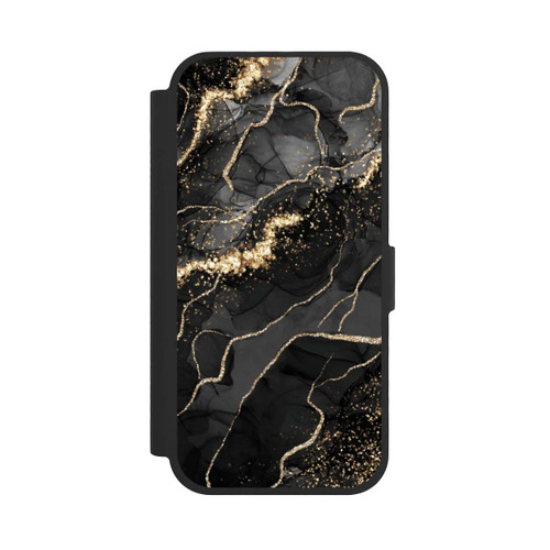 Apple iPhone 17 NIVOflip Look Spirales de Marbre Sombre &amp; Or