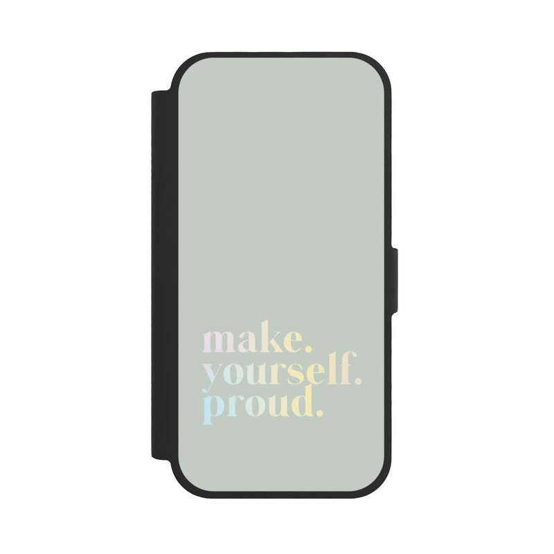 iPhone 17 NIVOflip Make Yourself Proud Zitat-Minze und Farbverlauf