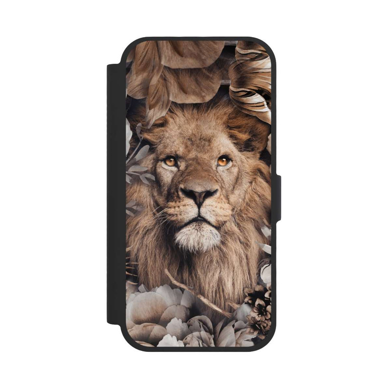 iPhone 17 NIVOflip Löwe Blumenrahmen Beige