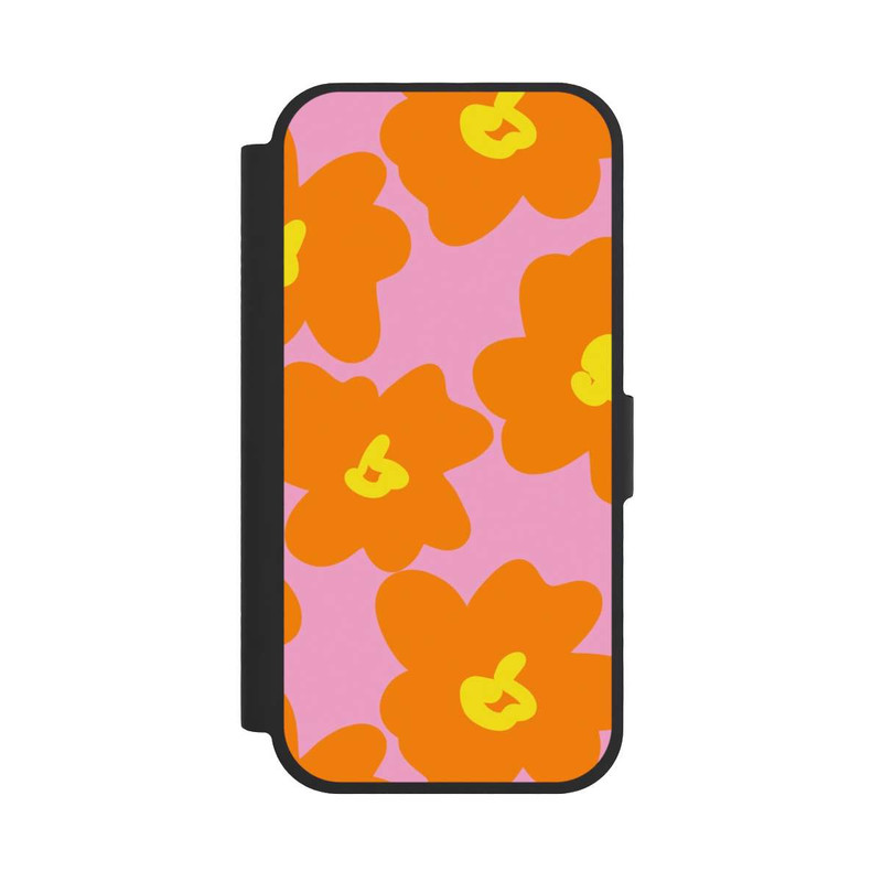 iPhone 17 NIVOflip Retro Blumenmuster Pink und Orange