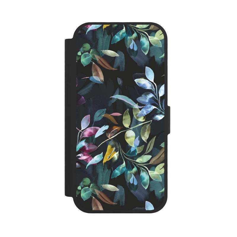 iPhone 17 NIVOflip Aquarelle Feuilles Mystiques Noir