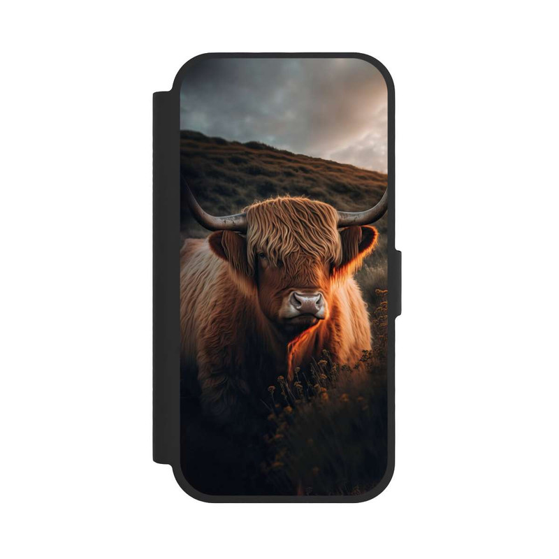 iPhone 17 NIVOflip Vache Highland avec de grandes cornes avec IA