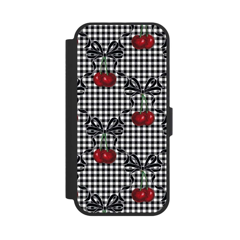 iPhone 17 NIVOflip Kirschen Muster Schwarz