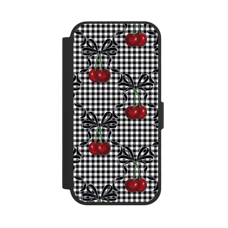 iPhone 17 NIVOflip Kirschen Muster Schwarz