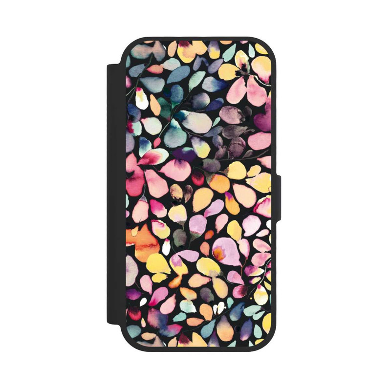 iPhone 17 NIVOflip Eukalyptus Aquarellblätter Schwarz