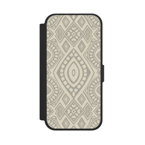 Apple iPhone 17 NIVOflip Boho Geometric Mosaic Pattern Neutral Grey and Beige