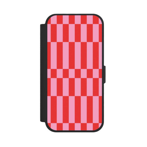 Apple iPhone 17 NIVOflip Checked Abstract Bold Coral Red and Pink Color Block