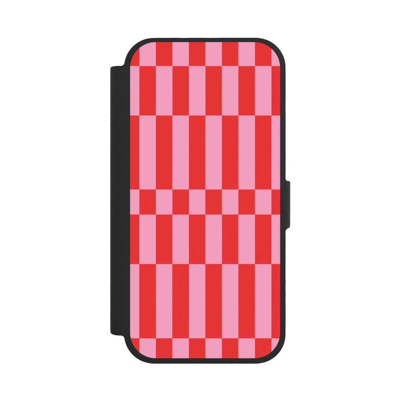 iPhone 17 NIVOflip Checked Abstract Bold Coral Red and Pink Color Block