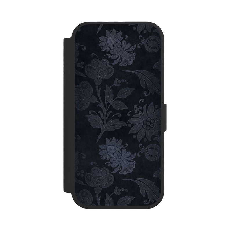iPhone 17 NIVOflip  Silberne Blumen auf Samt