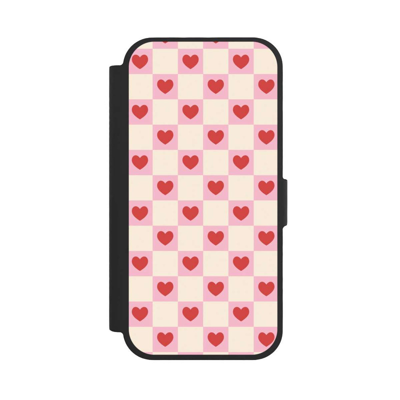 iPhone 17 NIVOflip Rosa Kariertes Herzmuster Valentinstag