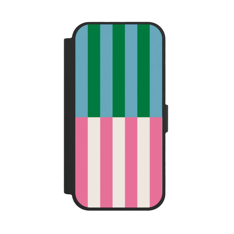 iPhone 17 NIVOflip Motif Rayé Vert Rose