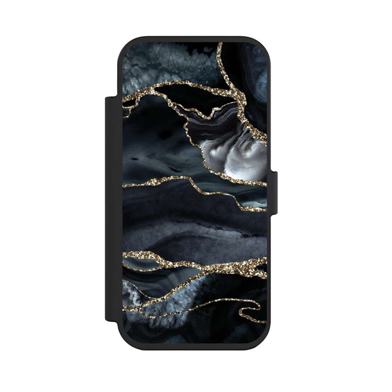 iPhone Air NIVOflip Dunkler Marmor Gold Glitzerlook