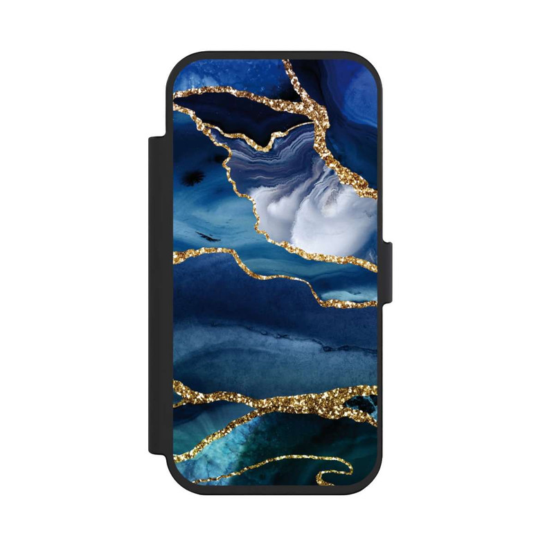 iPhone Air NIVOflip  Blauer Marmor Gold Glitzer Look
