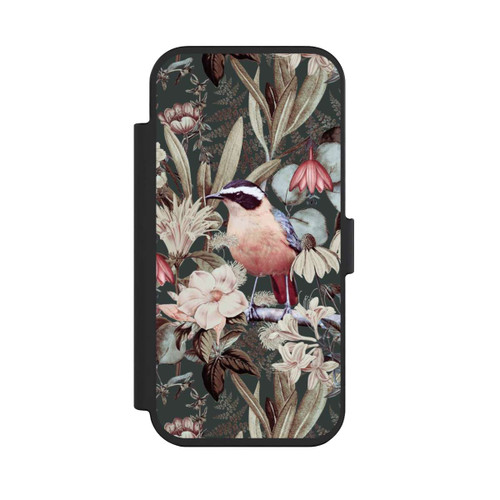 Apple iPhone Air NIVOflip Orangefarbener Vogel im Vintage Blumenmuster