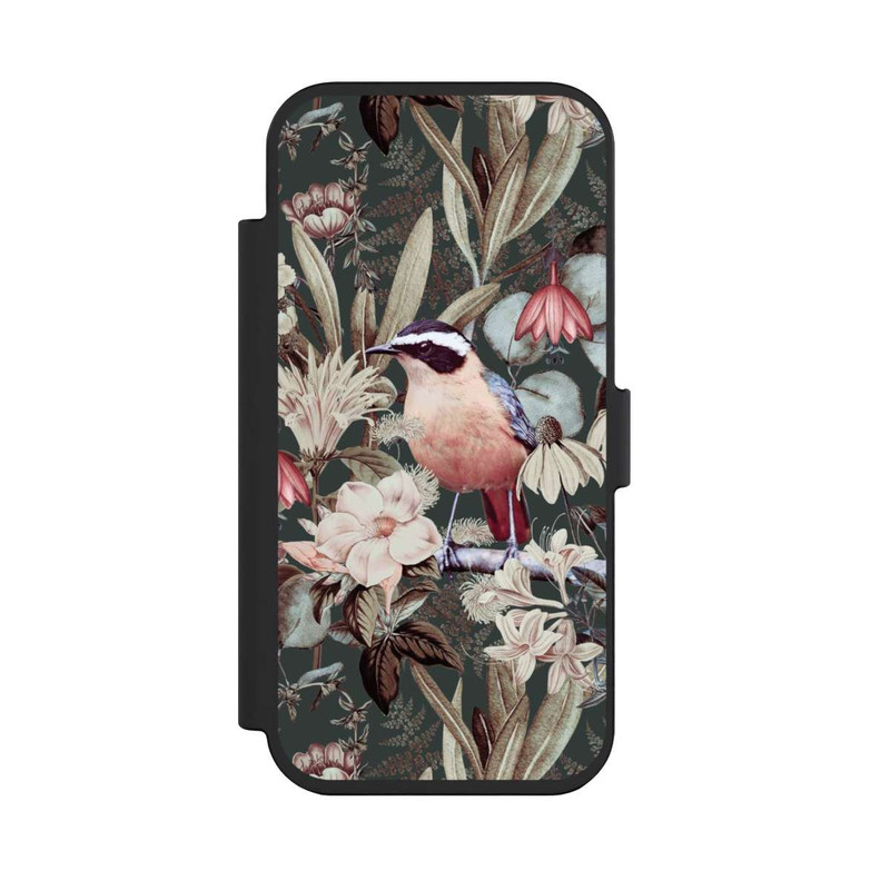 iPhone Air NIVOflip Orangefarbener Vogel im Vintage Blumenmuster