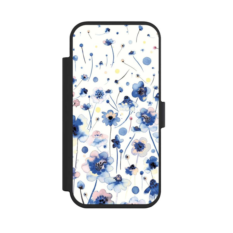 iPhone Air NIVOflip Watercolor Ink Blue Flowers