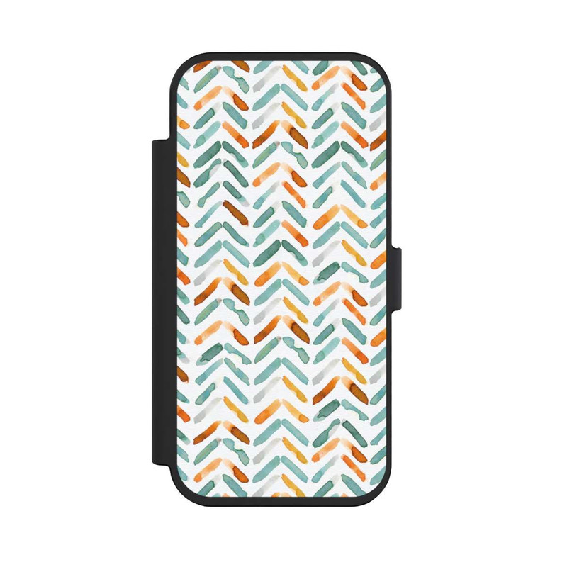 iPhone Air NIVOflip Elegantes Herbstchevron Blau Orange
