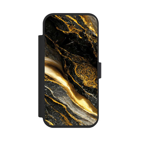 Apple iPhone Air NIVOflip Schwarze Marmor Goldschichten