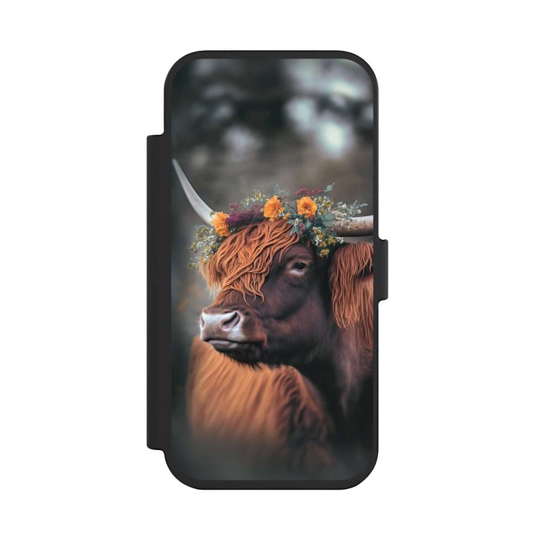 iPhone Air NIVOflip Vache des Highlands avec des fleurs avec IA