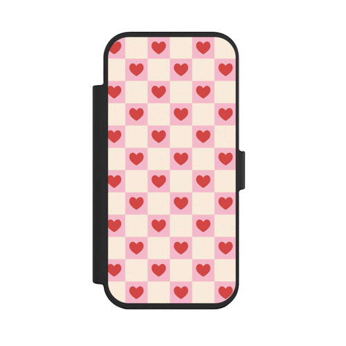 Apple iPhone Air NIVOflip Cœurs à Carreaux Roses Saint-Valentin