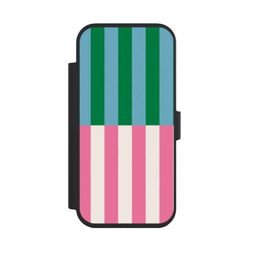 Apple iPhone Air NIVOflip Motif Rayé Vert Rose