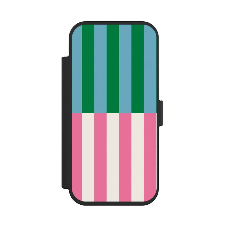 iPhone Air NIVOflip Motif Rayé Vert Rose