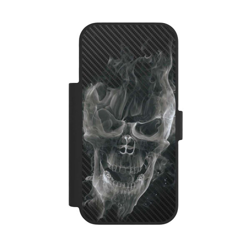 Apple iPhone 17 Pro NIVOflip rauchender Totenkopf Carbon