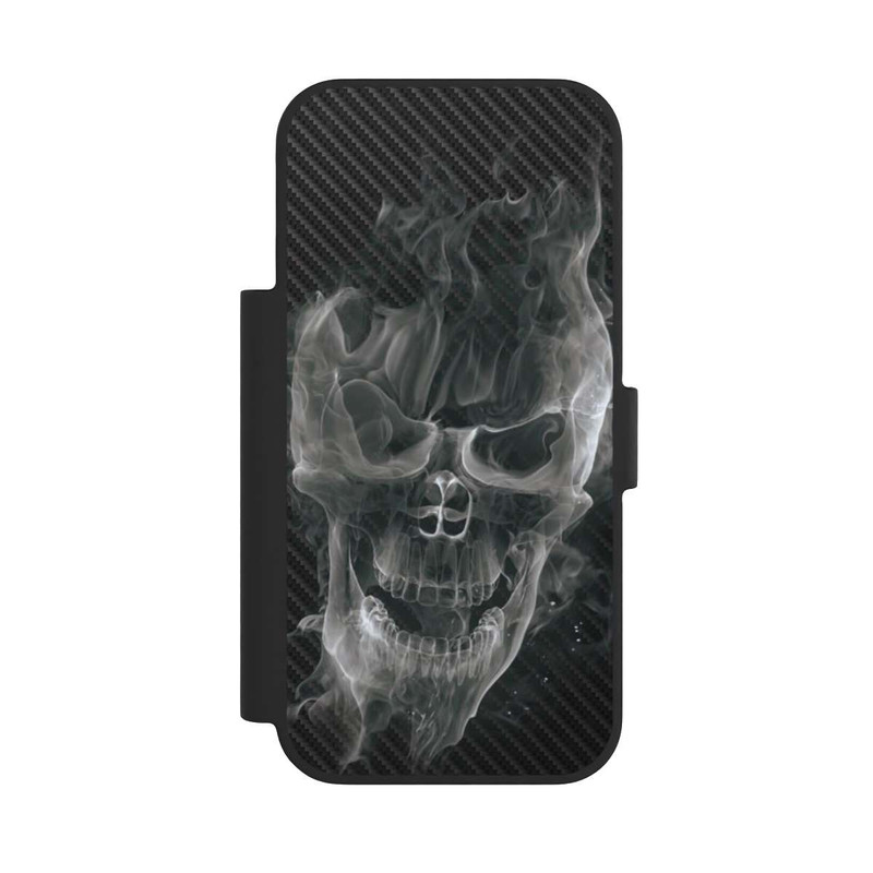 iPhone 17 Pro NIVOflip rauchender Totenkopf Carbon