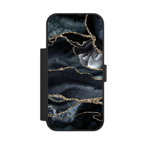 Apple iPhone 17 Pro NIVOflip Dark Marble Gold Glitter Look