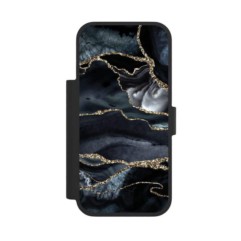 iPhone 17 Pro NIVOflip Dunkler Marmor Gold Glitzerlook