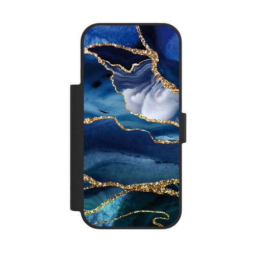 Apple iPhone 17 Pro NIVOflip  Blauer Marmor Gold Glitzer Look