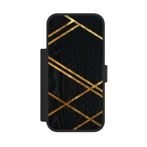 Apple iPhone 17 Pro NIVOflip Black Geometric Pattern Golden Stripes