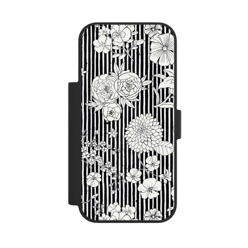 Apple iPhone 17 Pro NIVOflip Fleurs et rayures noir et blanc