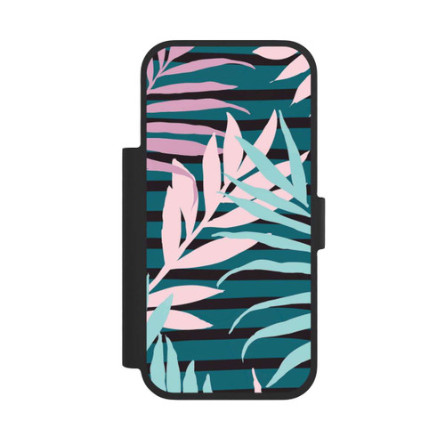 Apple iPhone 17 Pro NIVOflip Pastel Jungle Leaves Pink Teal Seamless
