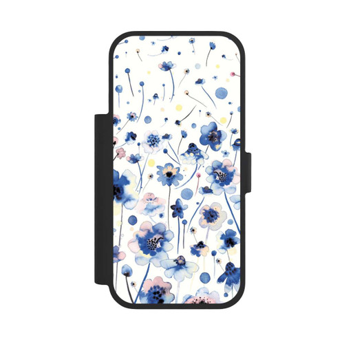 Apple iPhone 17 Pro NIVOflip Watercolor Ink Blue Flowers