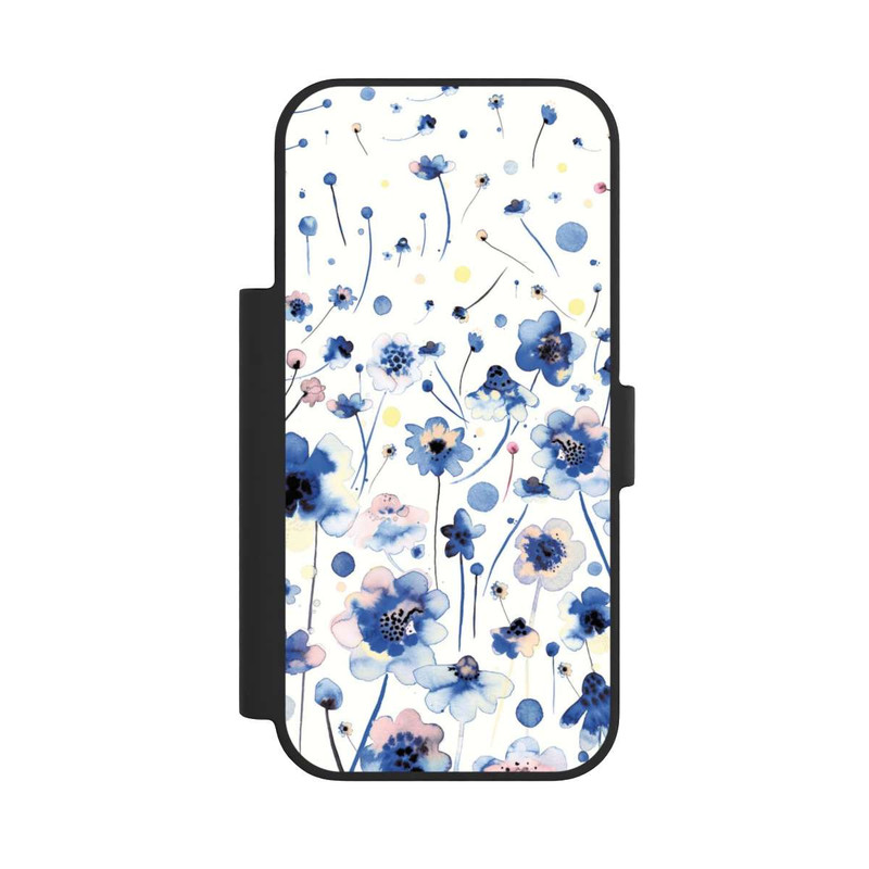 iPhone 17 Pro NIVOflip Fleurs bleues d’encre aquarelle