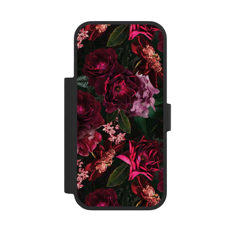 iPhone 17 Pro NIVOflip Dunkelrote und rosa Blüten