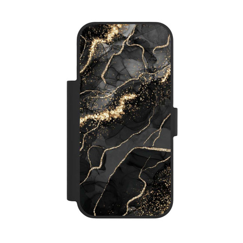 Apple iPhone 17 Pro NIVOflip Look Spirales de Marbre Sombre &amp; Or