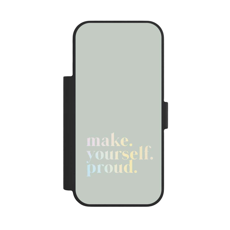 iPhone 17 Pro NIVOflip Make Yourself Proud Zitat-Minze und Farbverlauf