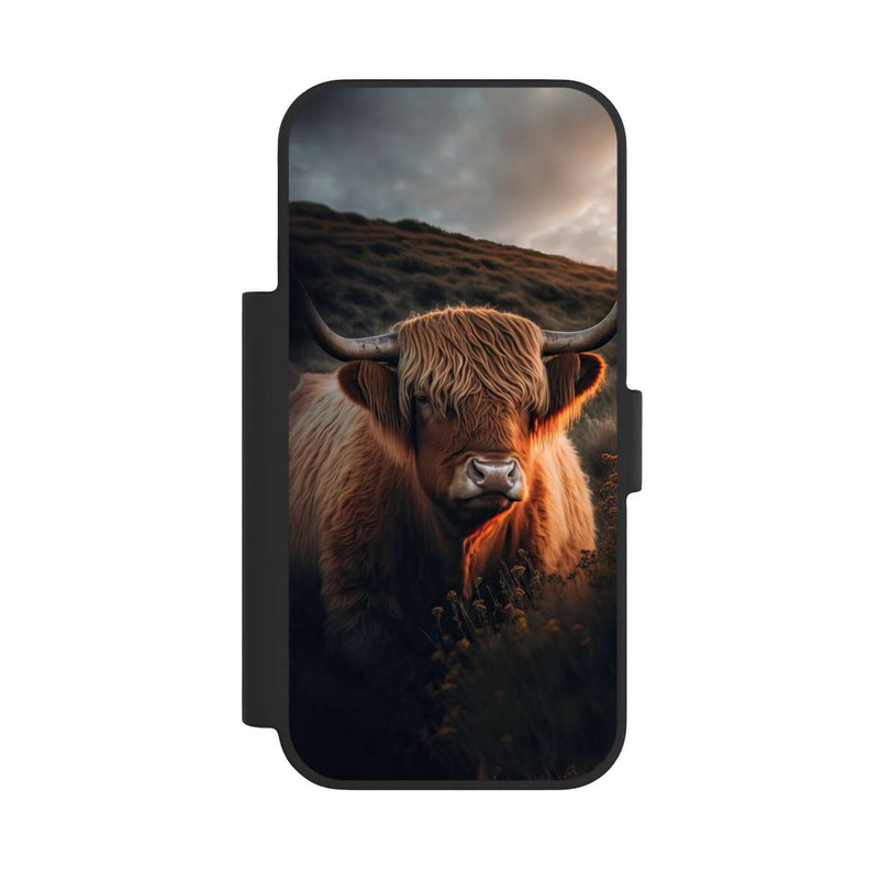 iPhone 17 Pro NIVOflip Vache Highland avec de grandes cornes avec IA