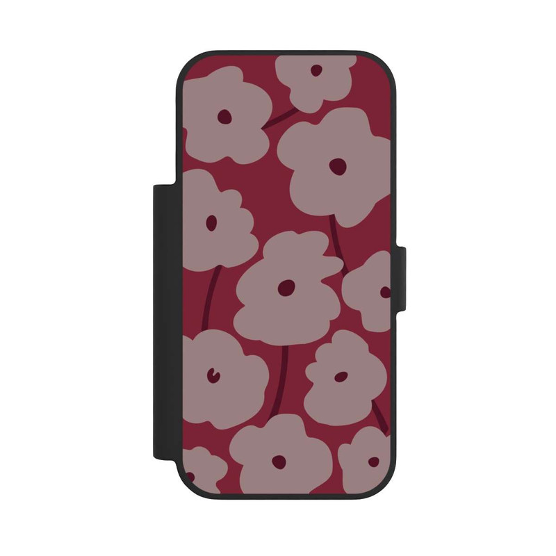 iPhone 17 Pro NIVOflip Minimalistische Blumen Bordeaux