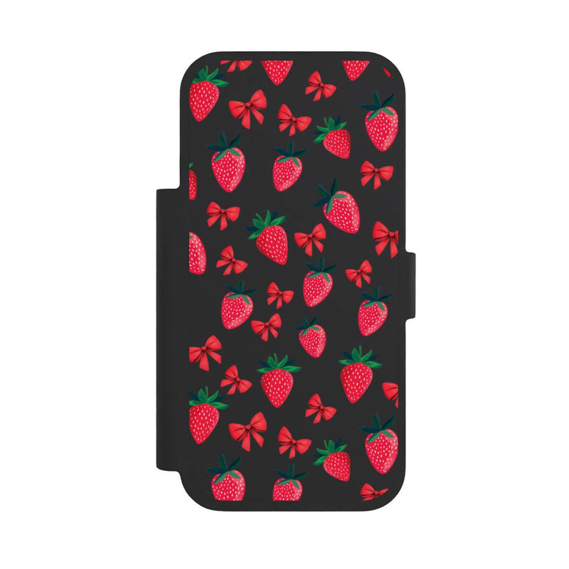 iPhone 17 Pro NIVOflip Strawberry Heart Ribbon Pattern Transparent