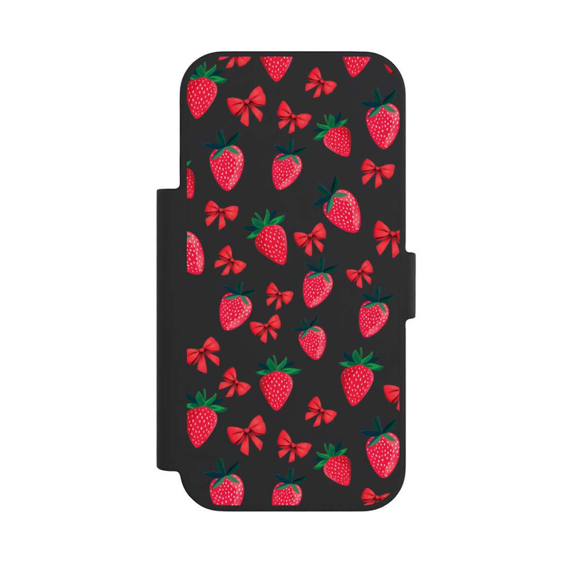 iPhone 17 Pro NIVOflip Strawberry Heart Ribbon Pattern Transparent