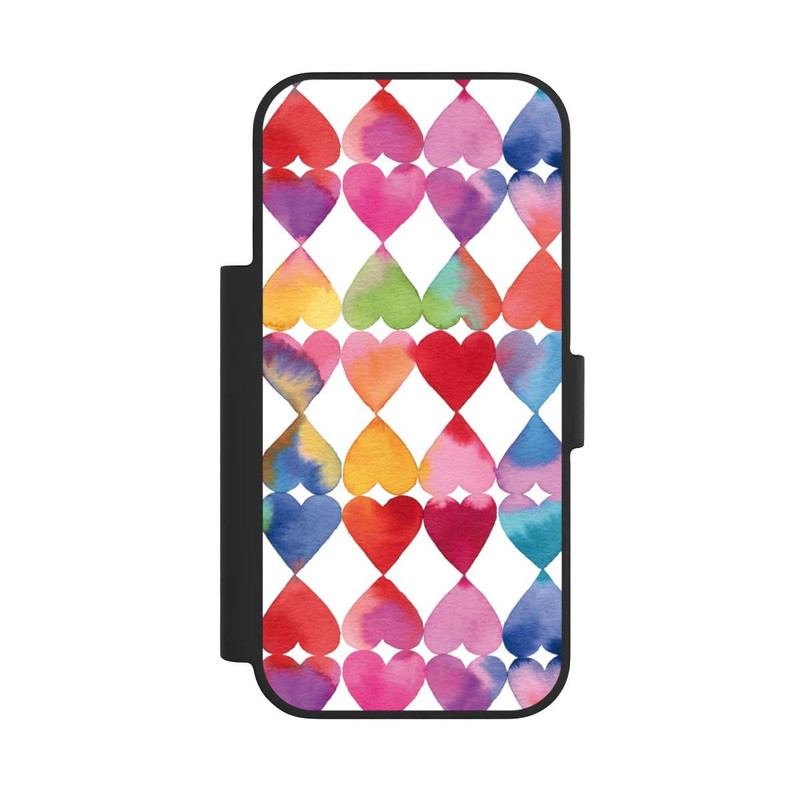 iPhone 17 Pro NIVOflip Colorful Watercolor Hearts Pattern