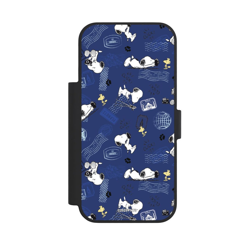 iPhone 17 Pro NIVOflip Peanuts Travel Stamps Pattern Blue