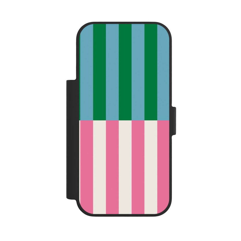 iPhone 17 Pro NIVOflip Motif Rayé Vert Rose