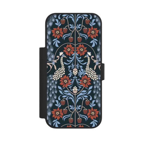 Apple iPhone 17 Pro NIVOflip Vintage Peacock Garden Arts and Crafts Floral Dark